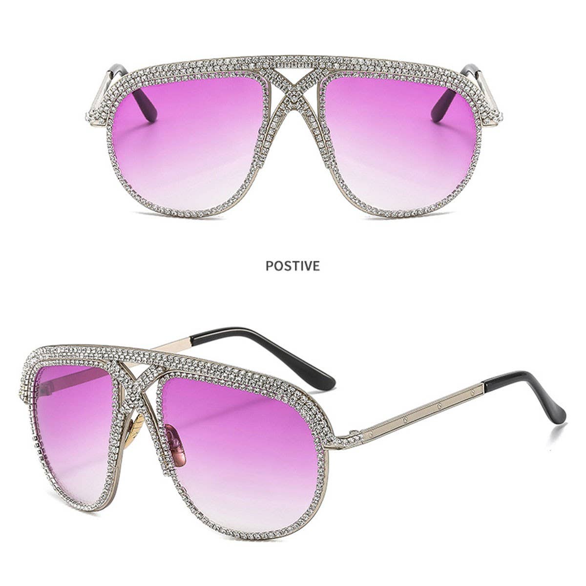 LARGEFRAME COLORFUL DIAMOND-STUDDED TOADSUNGLASSES