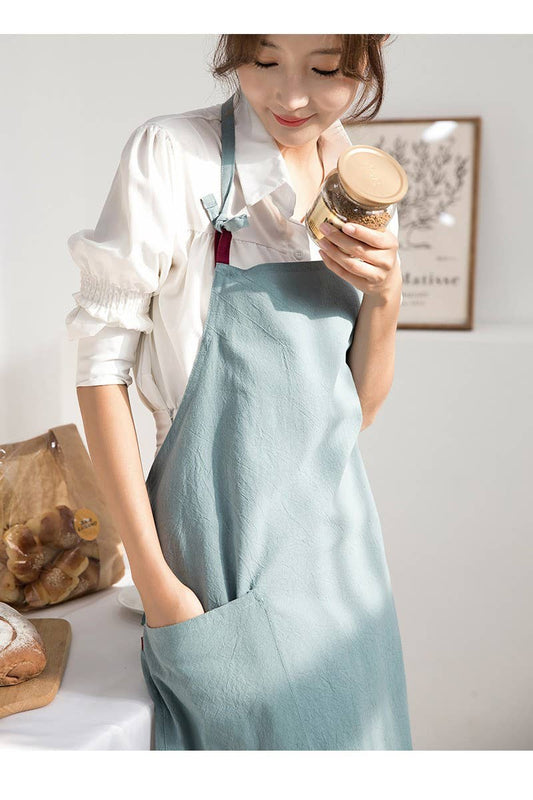 CWAB3991_COTTON AND LINEN SOLID COLOR ANTI-FOULING APRON