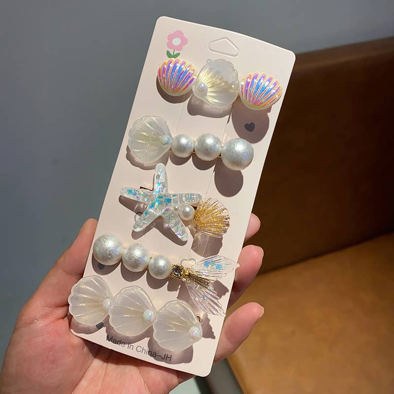 Starfish shell hair clip Liu seaside clip girl hair accessor