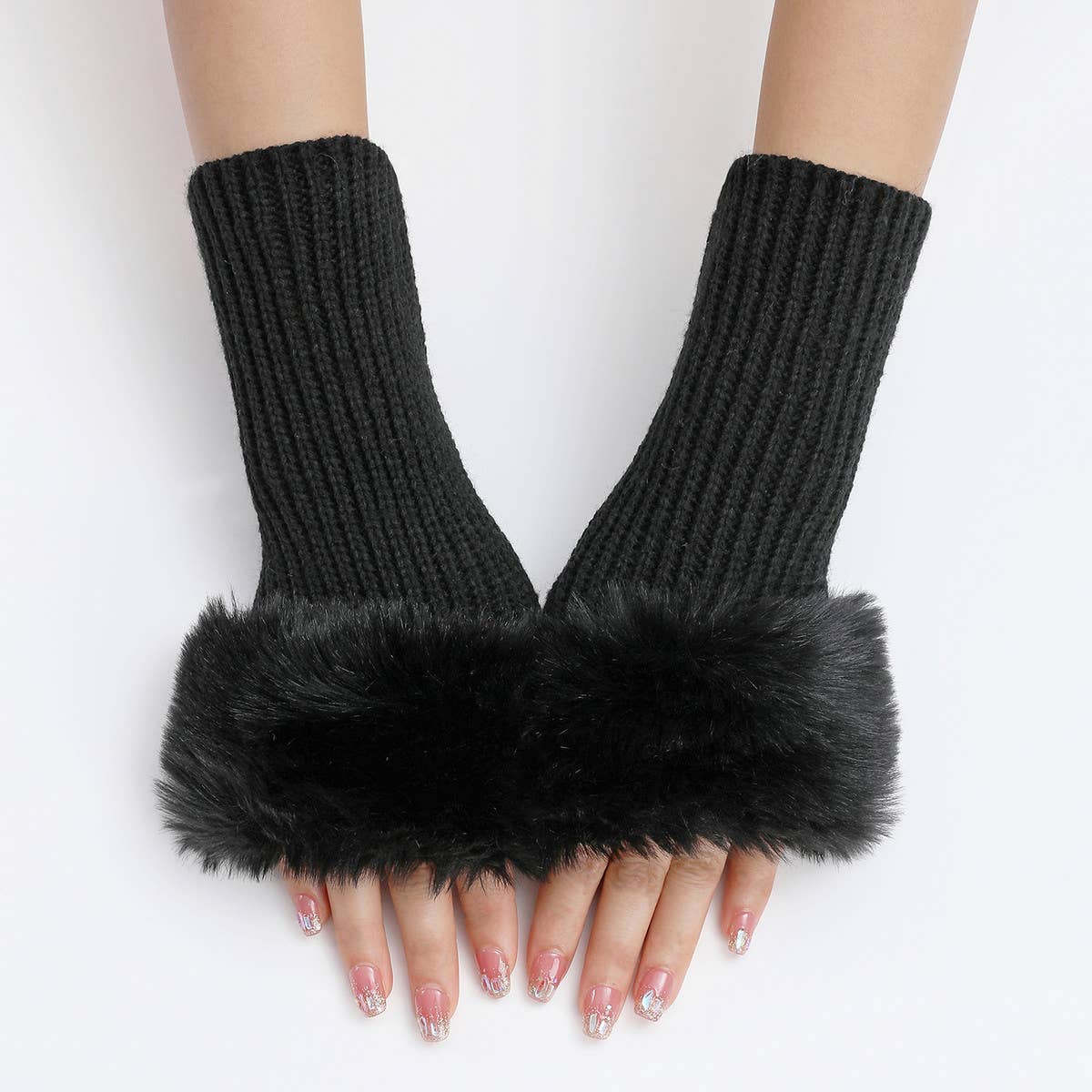 KNITTED THERMAL FINGERLESS GLOVES ARM GLOVES_CWAG0108