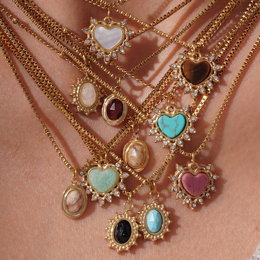 Minimalist Heart Necklace with Blue Tiger's Eye