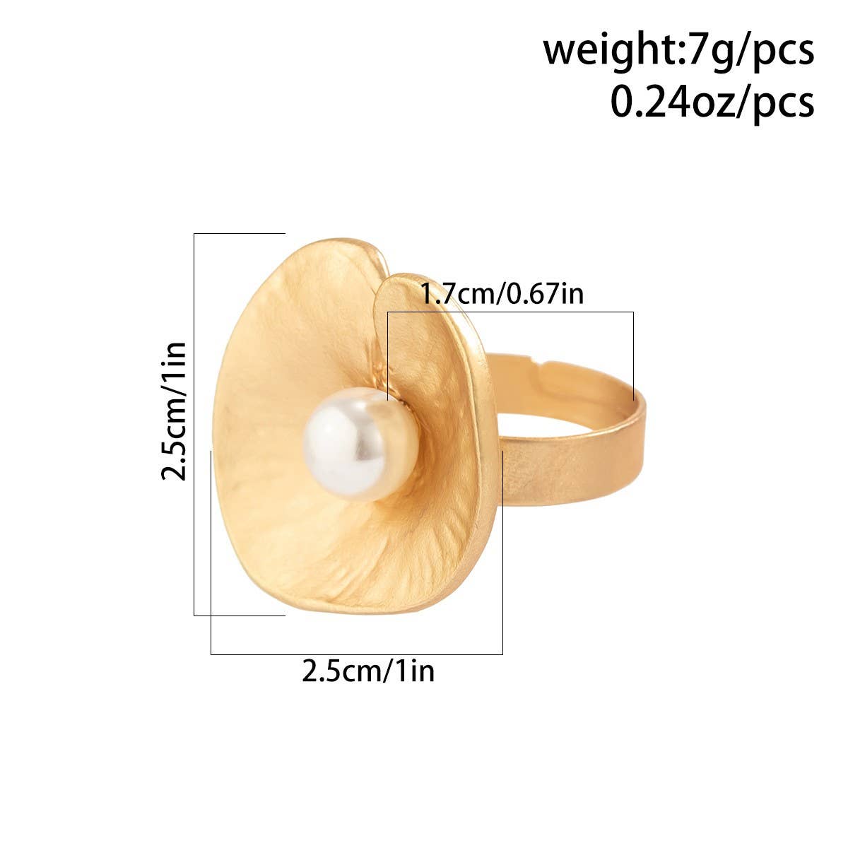 EXAGGERATED FRENCH DISC PLEATED METAL RING_CWAJE1824