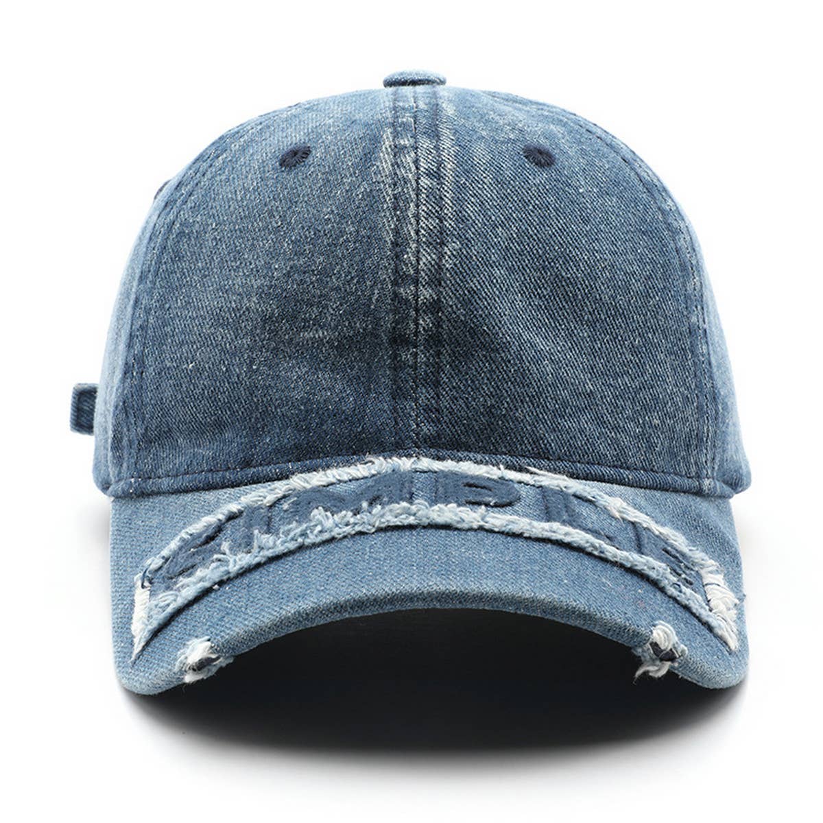 CWAH3212_VINTAGE DENIM RIPPED SUN VISOR BASEBALL CAP