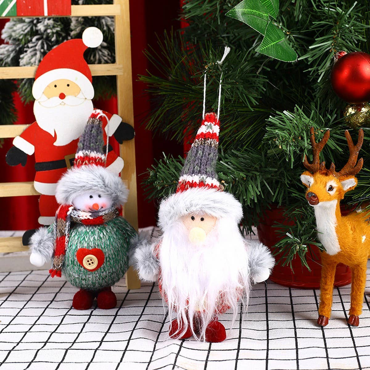 CHRISTMAS COLORFUL FABRIC FOAM PENDANT ORNAMENTS