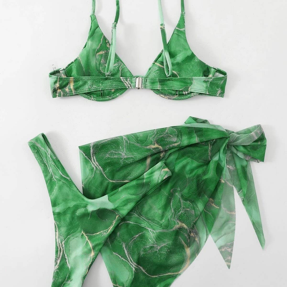 Marble Print Bikini Set - Sexy 3 Piece Swimsuit