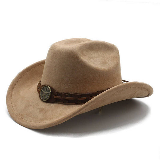 Faux Suede Felt Cowboy Hat Men's Classic Fedora_CWAH2510