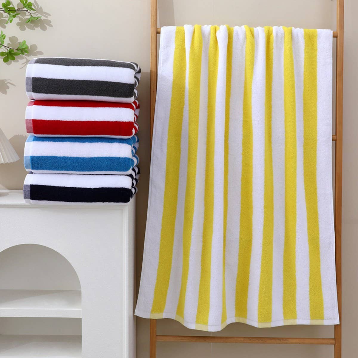 LARGE COTTON BEACH TOWEL BOLD STRIPE DESIGN_CWMM7604