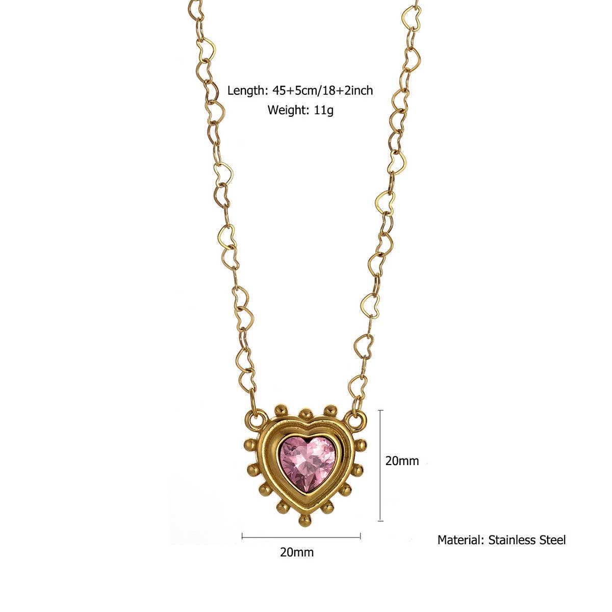 Minimalist Stainless Steel Heart Zircon Necklace