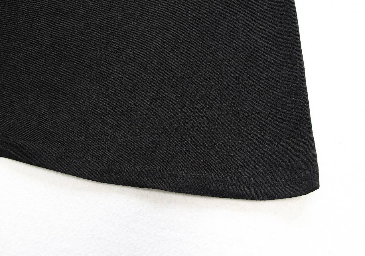 SQUARE NECK PLEATED SHORT SLEEVE MIDSIZE DRESS