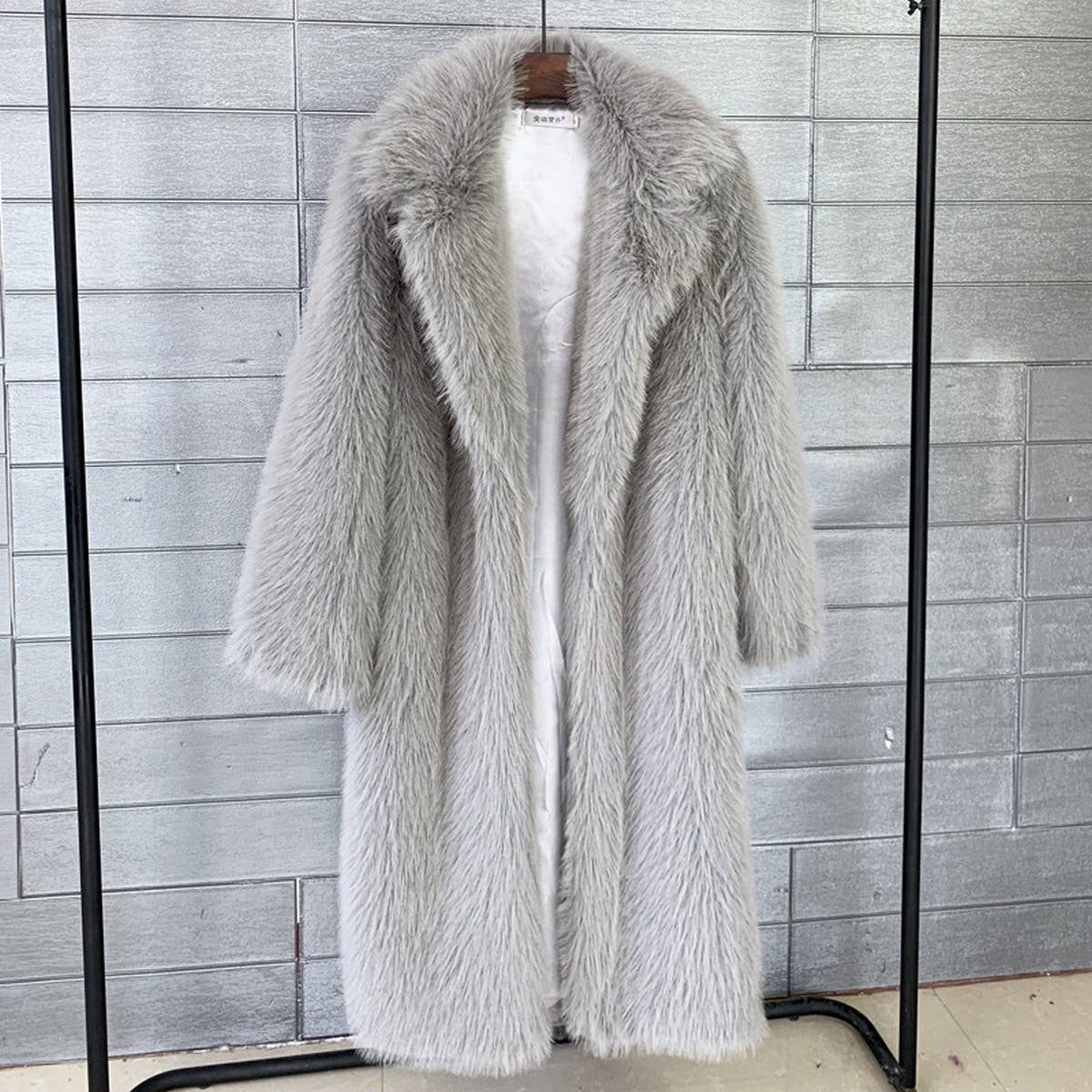 Long Faux Fur Coat Women Winter Lapel Jacket