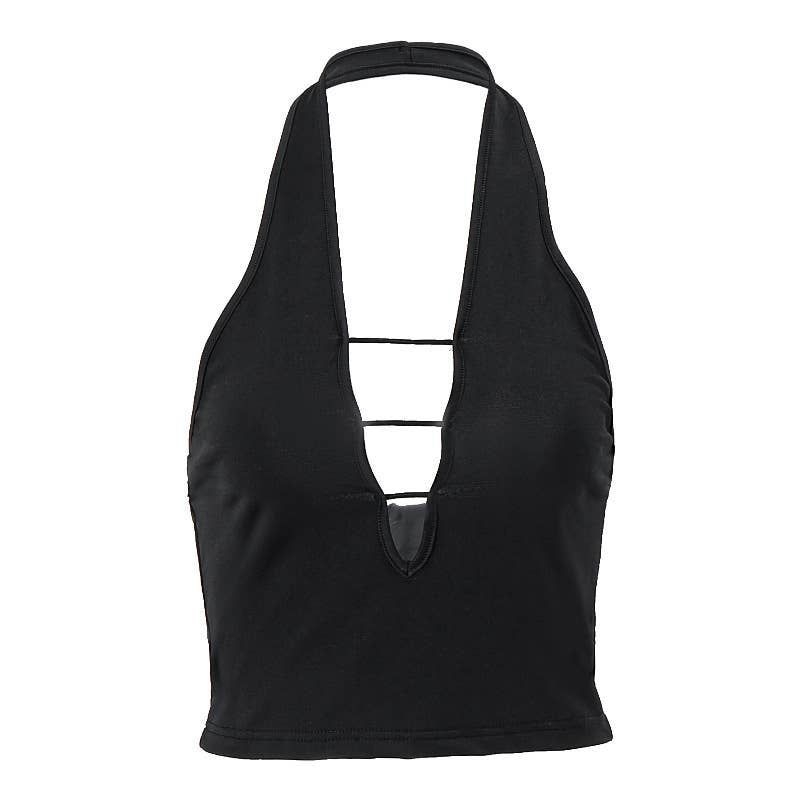Trendy Backless Deep V Slim Fit Sleeveless Top