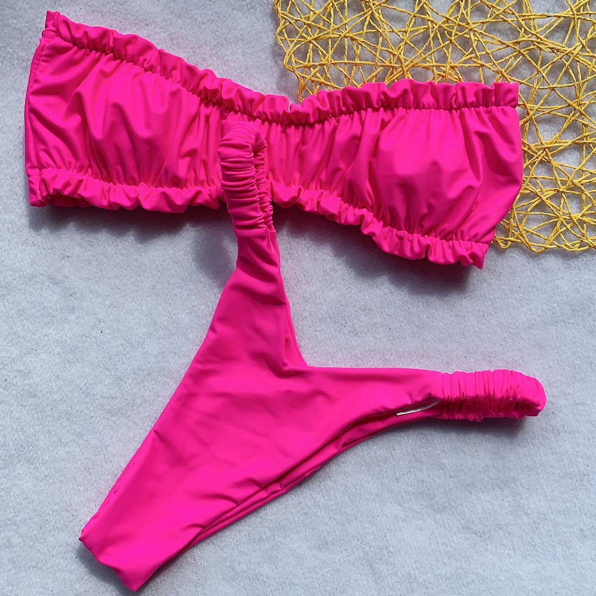 SOLID COLOR BANDEAU BIKINI TWO-PIECE SWIMSUIT_CWMW0312