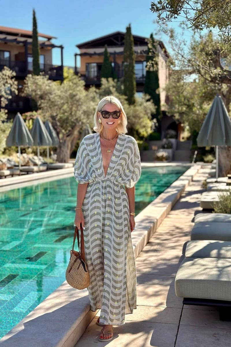 CWDHL1106_FLORAL V-NECK BELTED VACATION MAXI DRESS