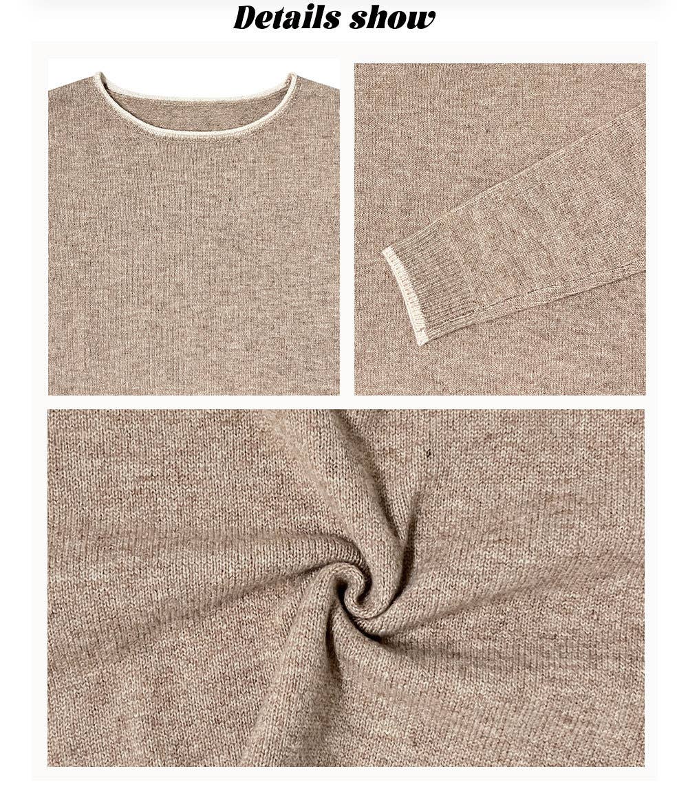 Round-neck,color-blocked loose pullover sweater