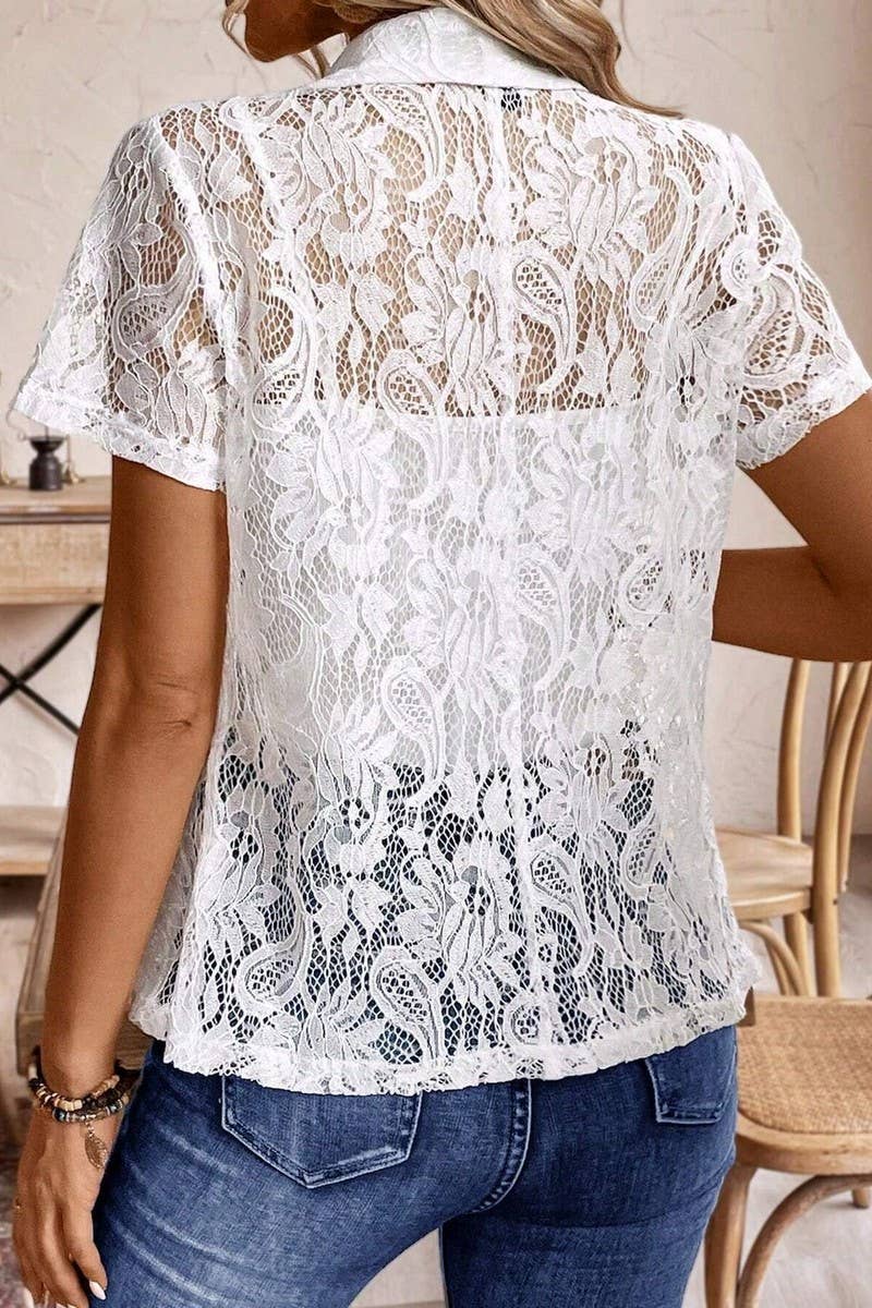 CWOCAS0066_ELEGANT LACE SHORT SLEEVE SUMMER BLAZER JACKET