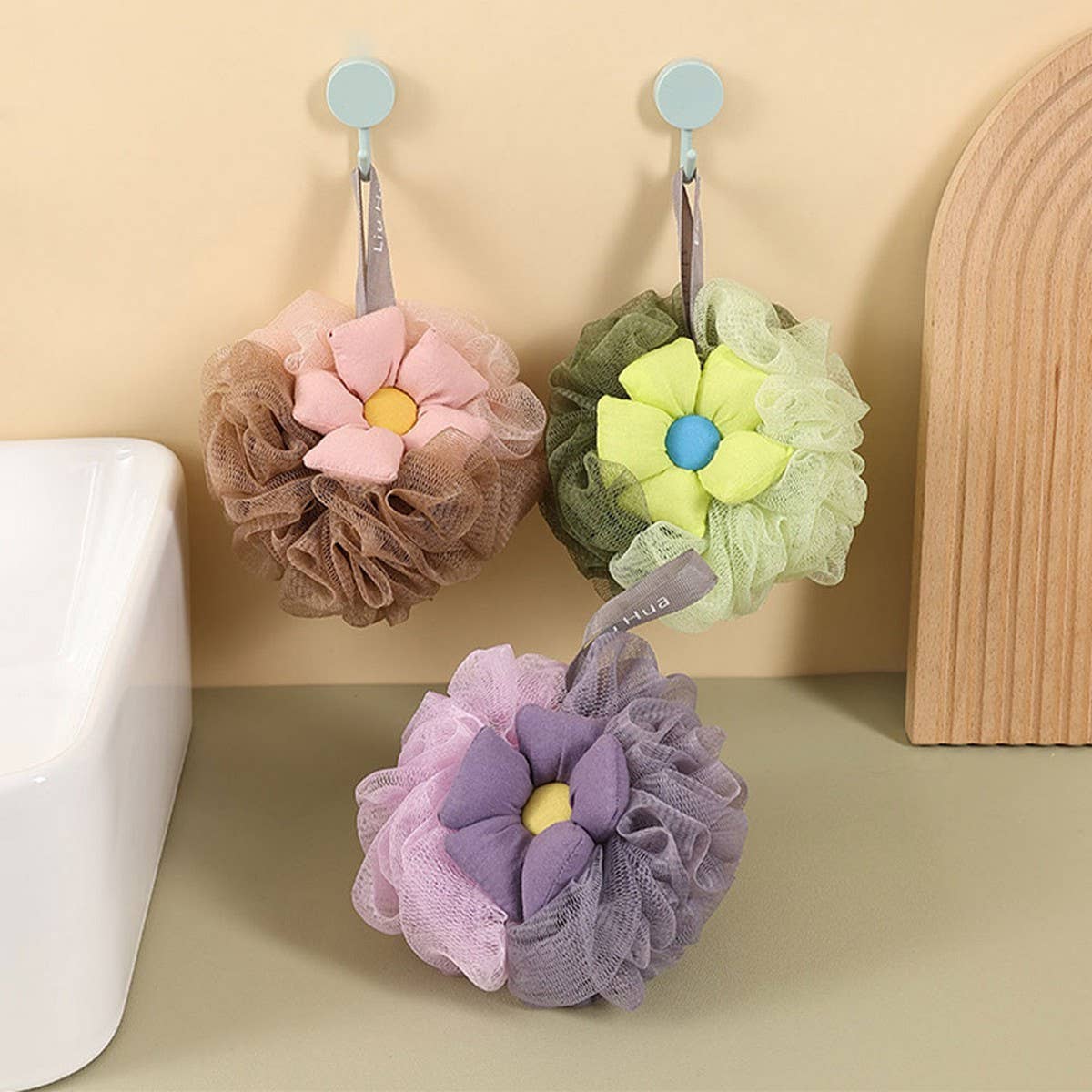 BATH POUF SOFT LARGE SUNFLOWER BATH BALL_CWMM3356