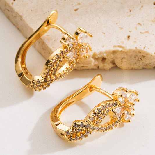 Geometric  Gold-Plated Hoop Earrings Elegant Style