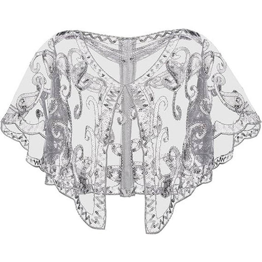 Sequin Lace Evening Shawl ? Party & Formal Wrap