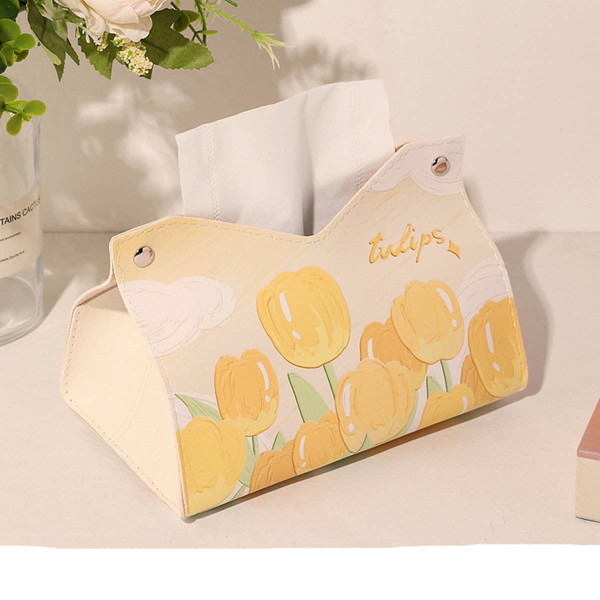 NEW HOME CAR GIRLY TEA TULIP NAPKIN STORAGE BOX