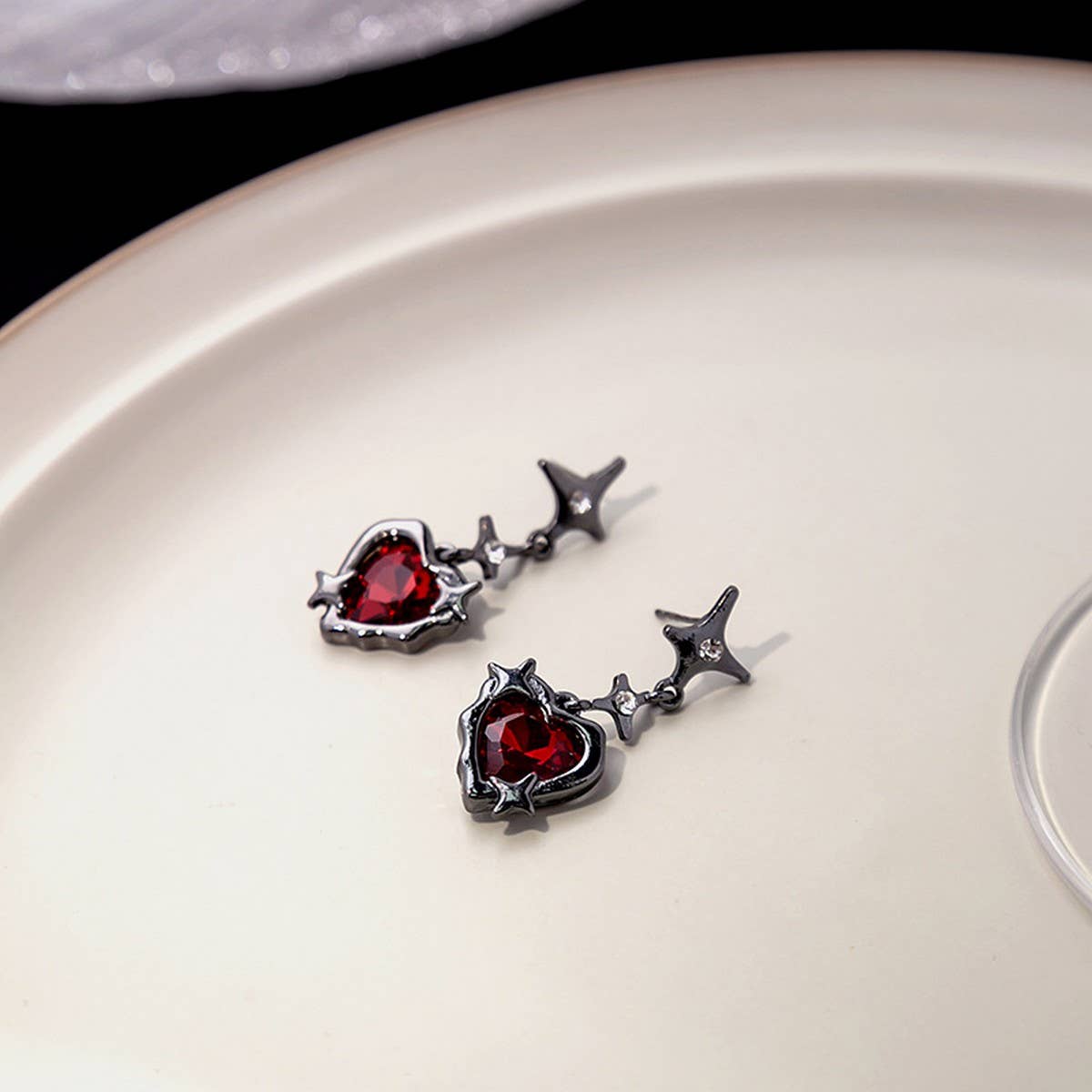 SWEET AND COOL DARK RED HEART EARRINGS