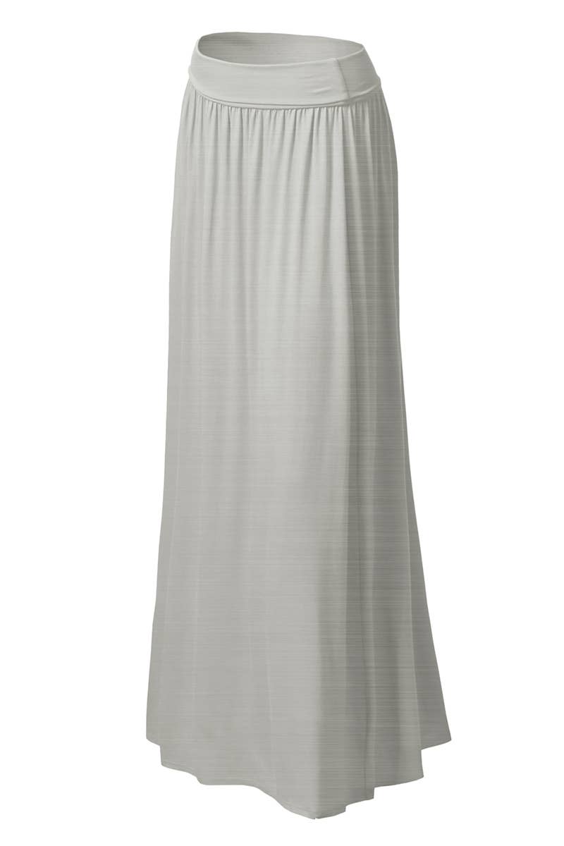 AWBLS089_High Waist Elastic Closure Gather Maxi Skirt