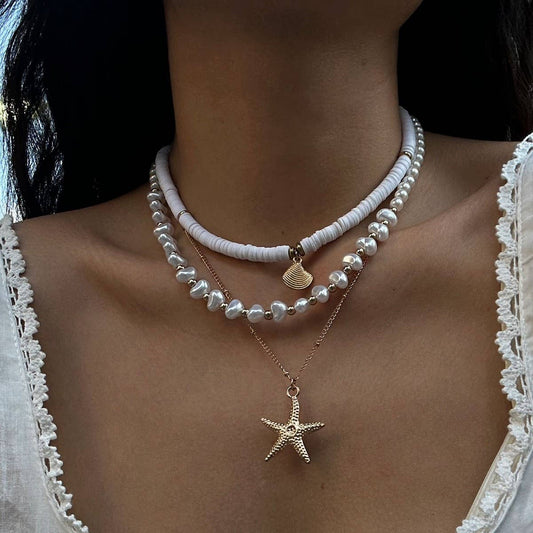 NEW BEACH STYLE OCEAN SHELL BEADED NECKLACE