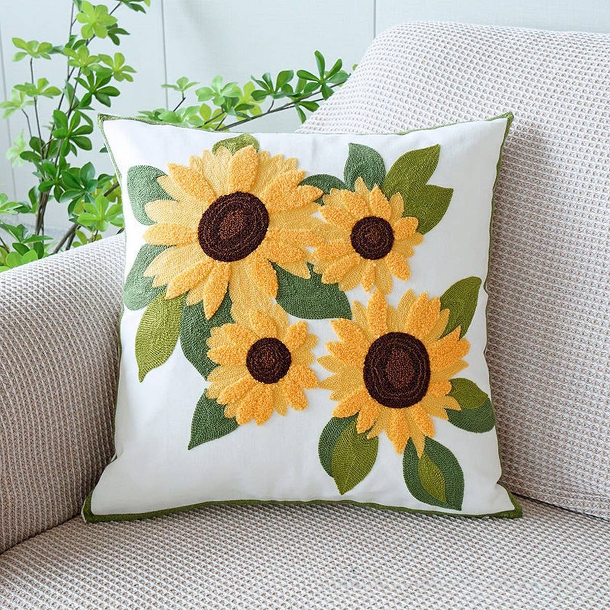 Luxury Embroidered Throw Pillow Cover for Sofa/Bed