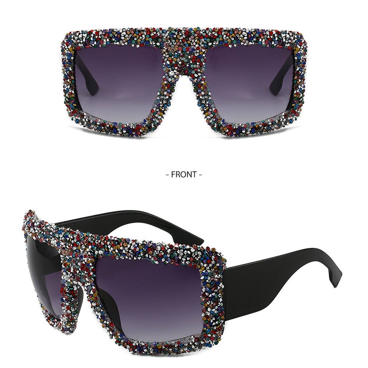 VINTAGE DIAMOND LARGE FRAME SQUARE SUNGLASSES