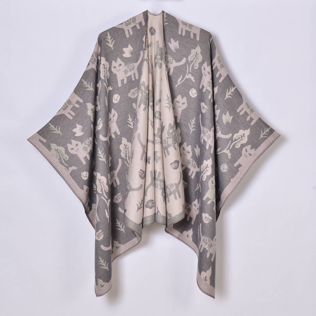 DOUBLE-SIDED JACQUARD CARDIGAN SHAWL