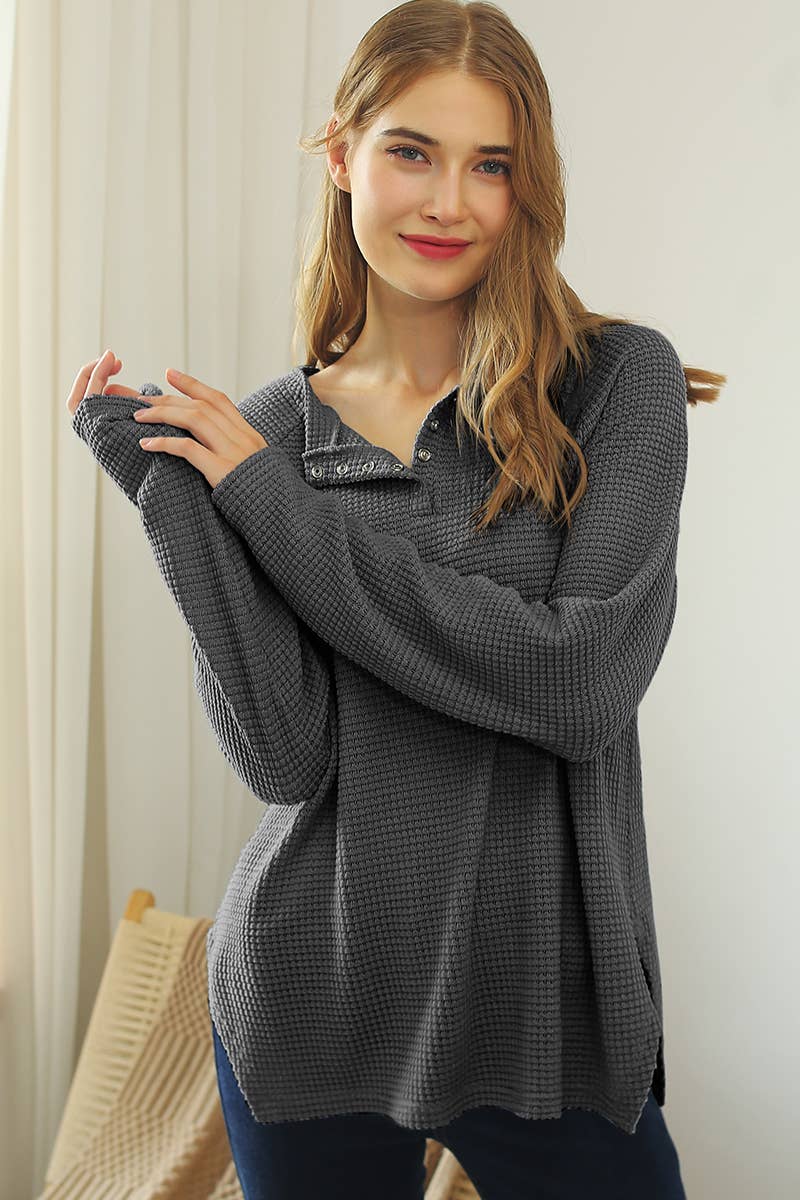 WOMEN SOLID KNIT SHIRT_CWTTL1418