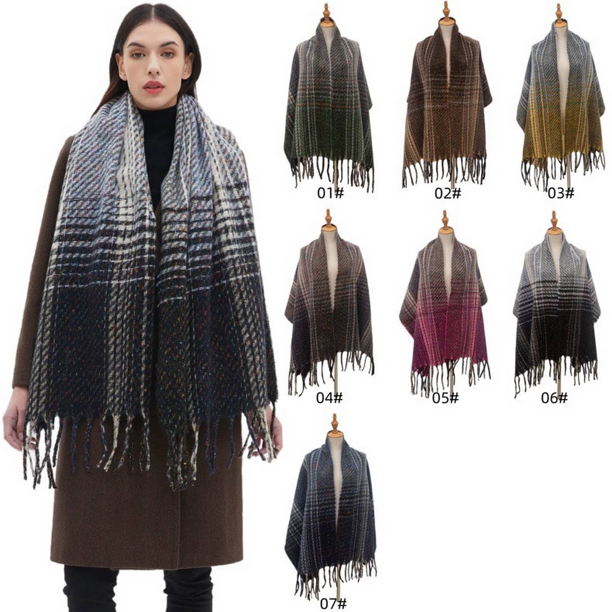 Gradient Fringe Scarf ? Fall/Winter Jacquard Wrap