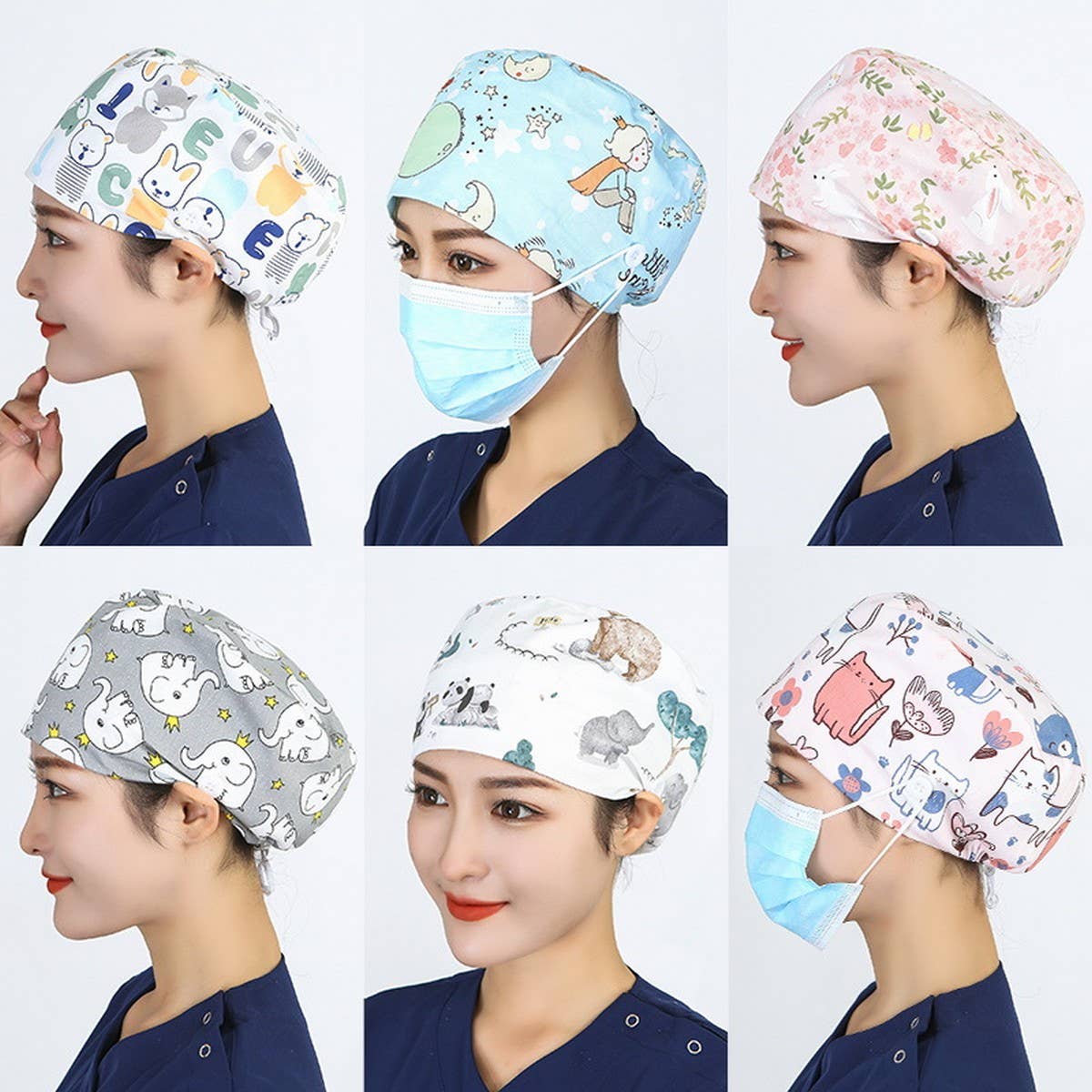 NURSE CAP OPERATING ROOM ADJUSTABLE ROUND CAP_CWAH3336