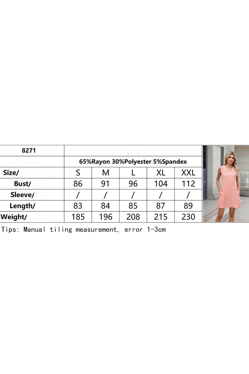 CWDSD7403_SUMMER CASUAL SOLID COLOR V-NECK DRESS