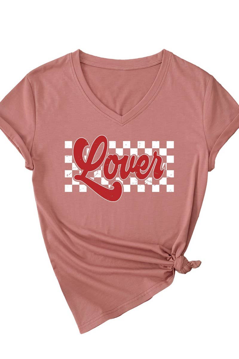 TEMPERAMENT TRACK PRINTED V NECK T SHIRT_CWTTS0712