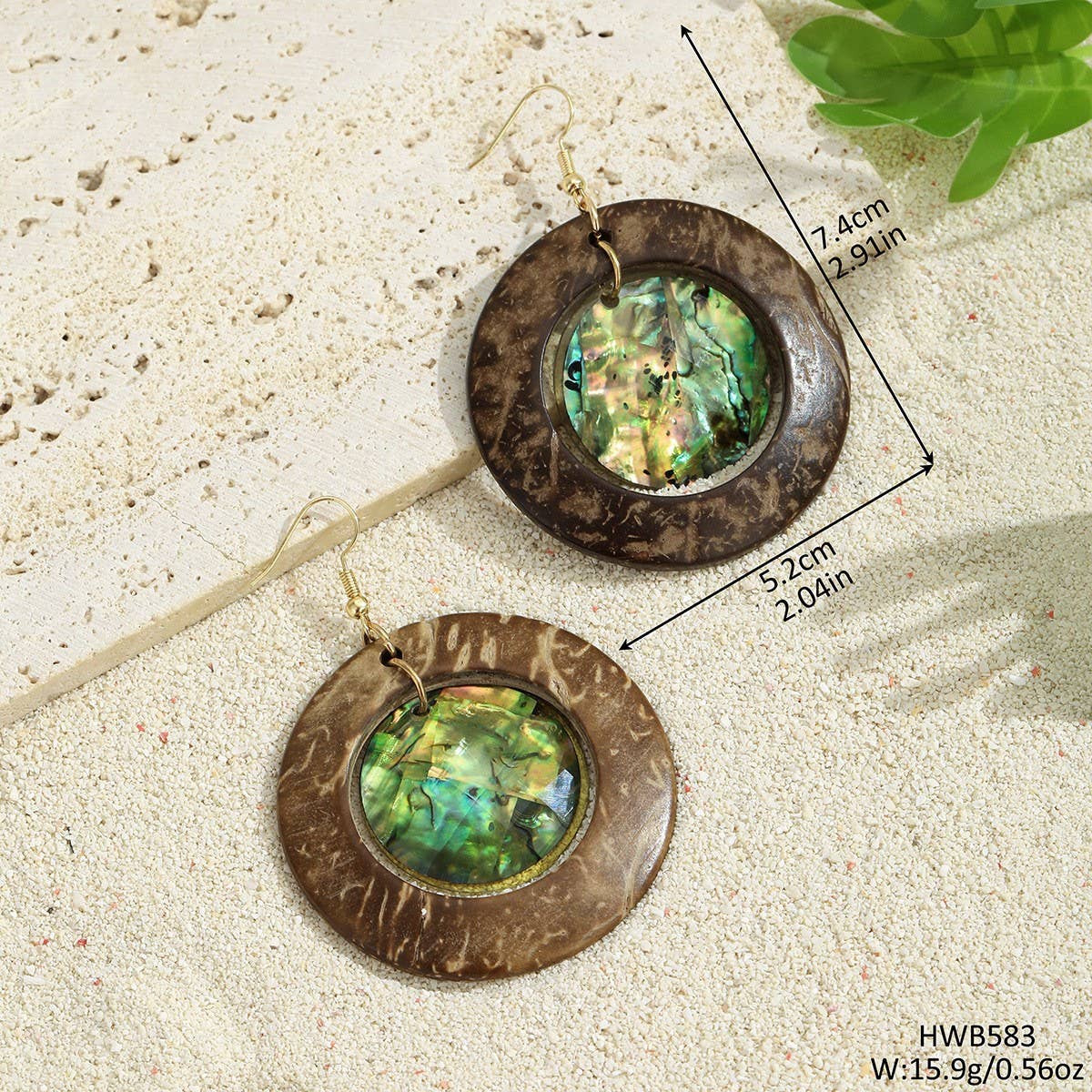 FASHION ABALONE STICKER COCONUT SHELL EARRINGS_CWMM4274