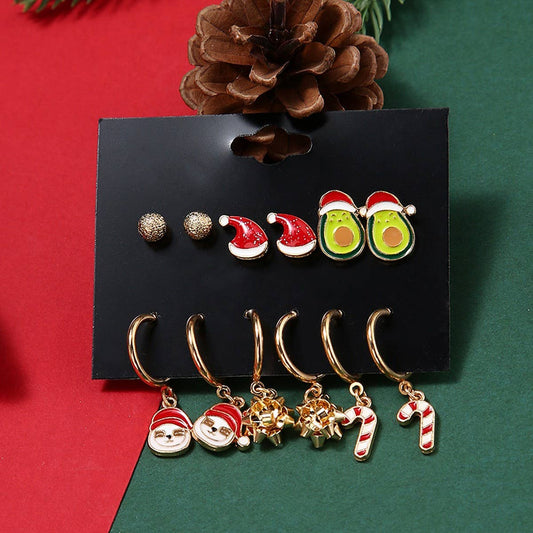 CUTE CHRISTMAS ALLOY EARRINGS SET FOR WOMEN