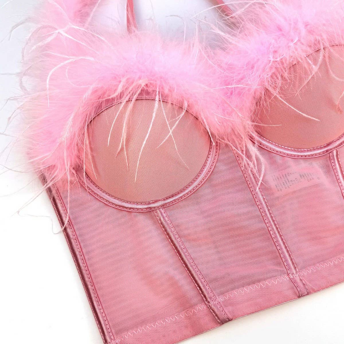 HIGH-END OSTRICH FEATHER FISHBONE TUBE TOP
