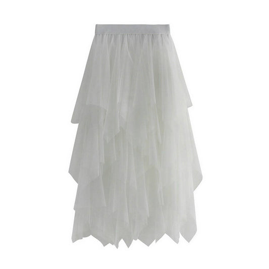 Asymmetrical Tulle High-Waist Midi Skirt_CWBMS0398
