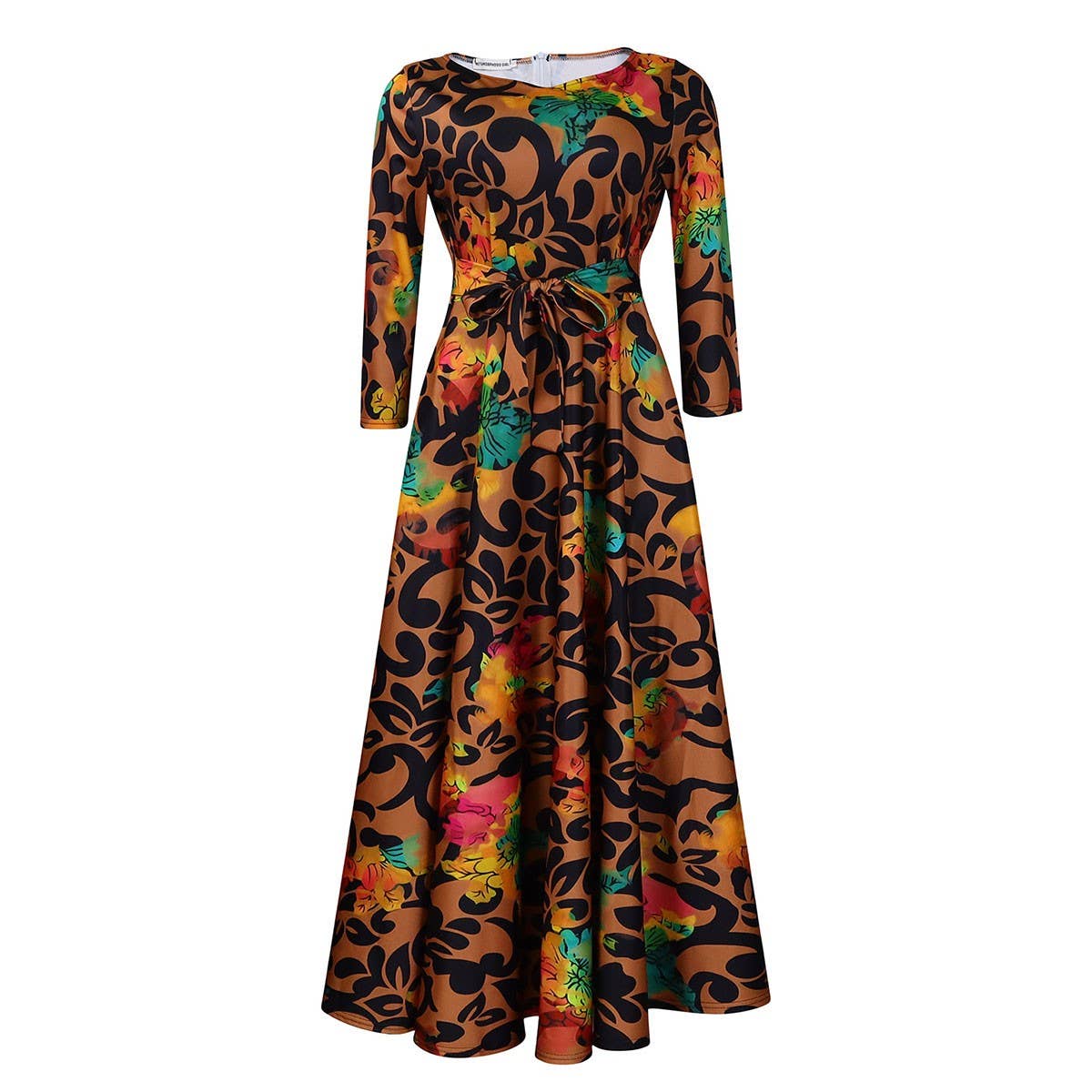 FASHIONABLE PRINTED LACE-UP OVERSIZED DRESS