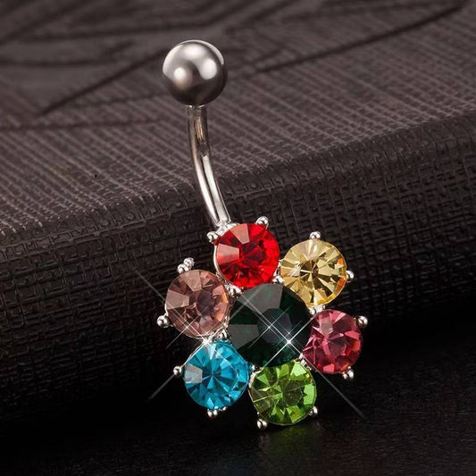 Delicate Colorful Flower Belly Ring Hot Sale