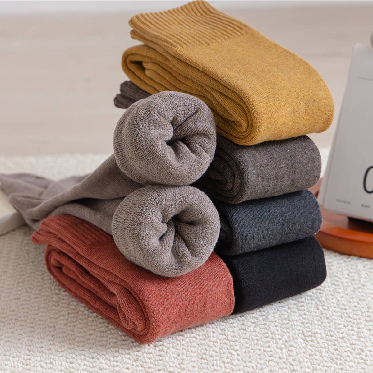 WOMEN PADDED WARM HIGH SOCKS COTTON SOCKS