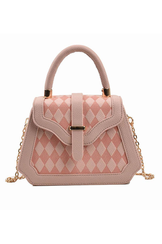 PLAID BOX HANDLE CROSS CHAIN SMALL BAG_CWAB0528