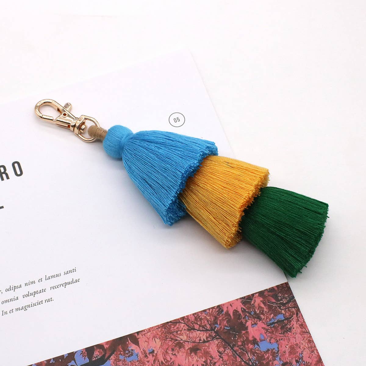 HANDMADE COTTON ROPE TASSEL KEYCHAIN