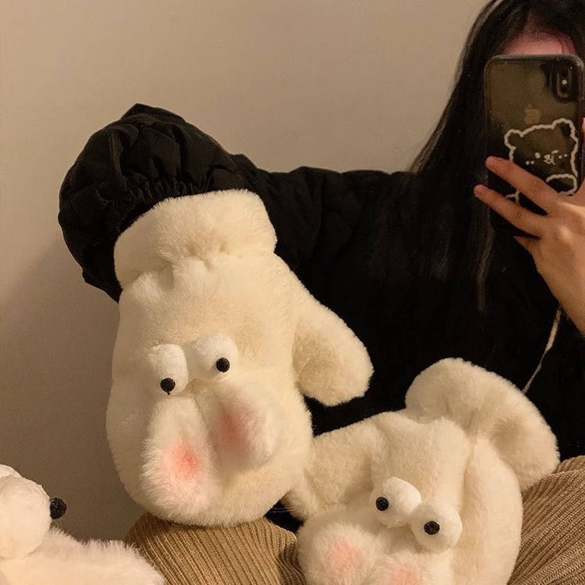 WINTER WARM CARTOON MITTEN HALTER GLOVES_CWAG0183