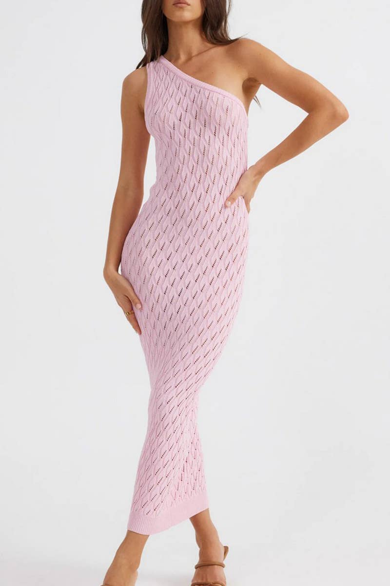 CWDMD5309_SUMMER SEXY HOT GIRL HOLLOW KNIT DRESS BLOUSE