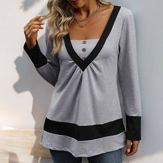 SOLID COLOR COLOR MATCH COLOR CASUAL HOME T-SHIRT