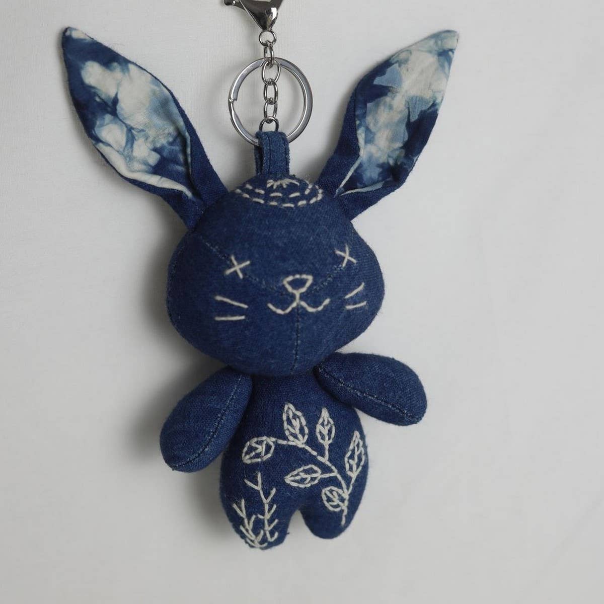 Handmade Indigo Bunny Plush Charm Doll Toy