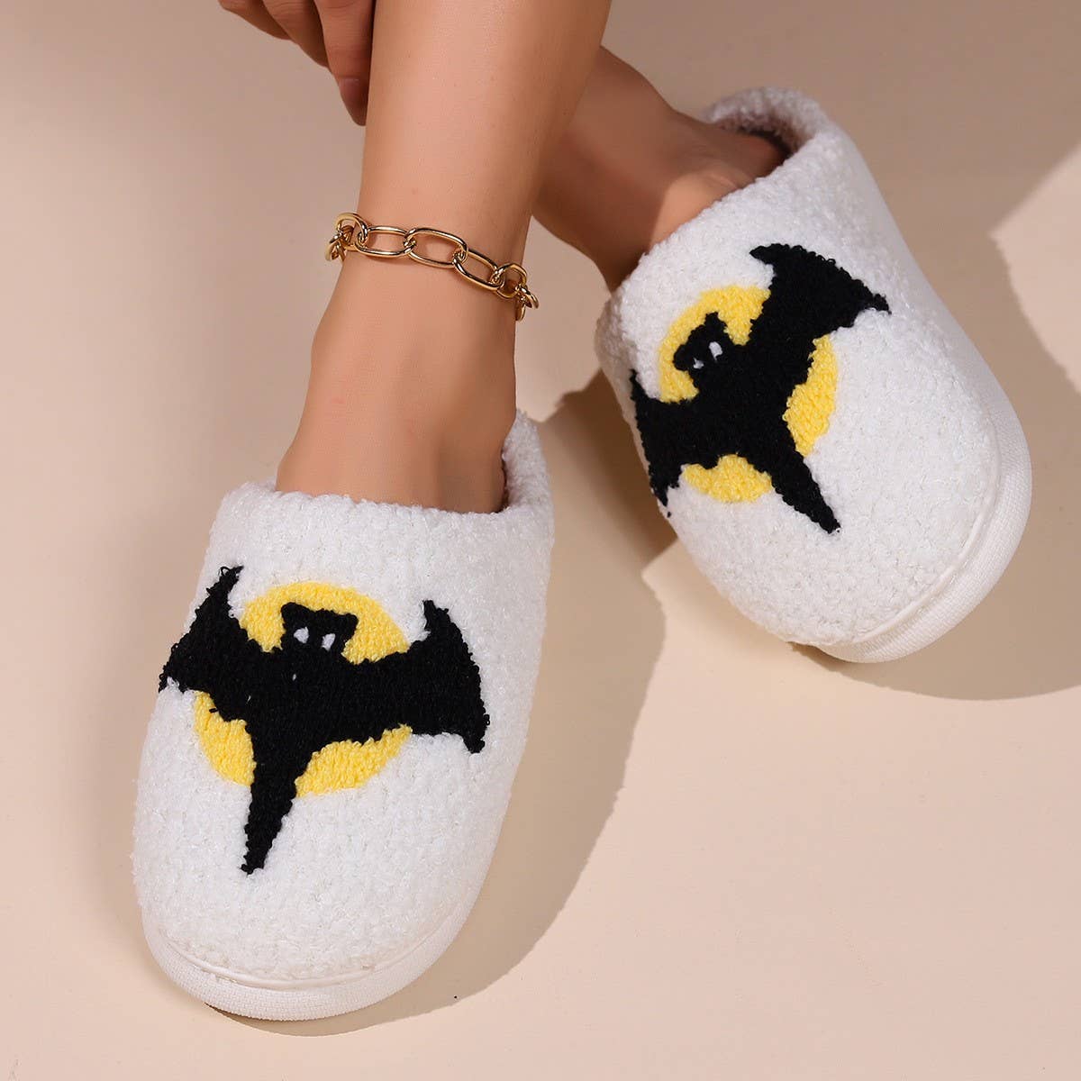 HALLOWEEN BAT PATTERN WARM COTTON SLIPPERS