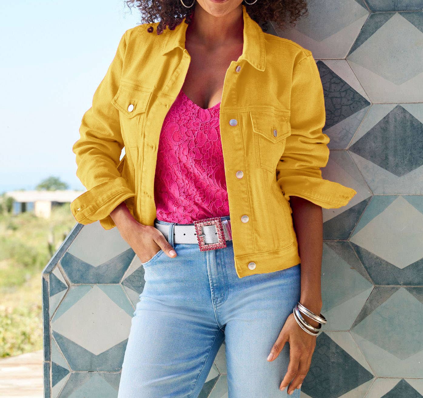 Solid color slim cropped denim jacket casual jacket