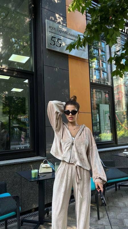 Stylish canary zipper drawstring casual suit